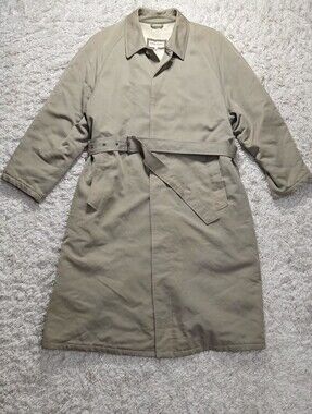 VTG 90s Giorgio Armani Tan Belted Trench Coat 44 XL